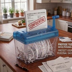 Blue Manual Paper Shredder for Home Storage & Organization